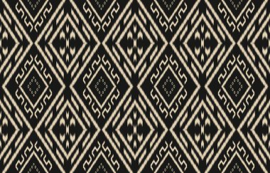 Geometrik etnik oryantal ikat kusursuz desenli renk doğulu. Aztek süsü izi. Arkaplan, perde, halı, duvar kağıdı, giysi, ambalaj, Batik, vektör illüstrasyonu için tasarım.