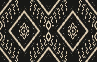 Geometrik etnik oryantal ikat kusursuz desenli renk doğulu. Aztek süsü izi. Arkaplan, perde, halı, duvar kağıdı, giysi, ambalaj, Batik, vektör illüstrasyonu için tasarım.