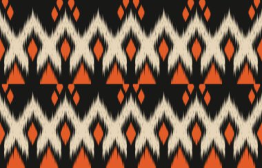 Geometrik etnik oryantal ikat kusursuz desenli renk doğulu. Aztek süsü izi. Arkaplan, perde, halı, duvar kağıdı, giysi, ambalaj, Batik, vektör illüstrasyonu için tasarım.