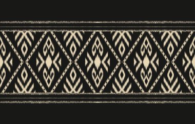 Geometrik etnik oryantal ikat kusursuz desenli renk doğulu. Aztek süsü izi. Arkaplan, perde, halı, duvar kağıdı, giysi, ambalaj, Batik, vektör illüstrasyonu için tasarım.