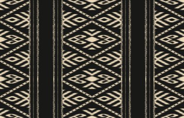 Geometrik etnik oryantal ikat kusursuz desenli renk doğulu. Aztek süsü izi. Arkaplan, perde, halı, duvar kağıdı, giysi, ambalaj, Batik, vektör illüstrasyonu için tasarım.