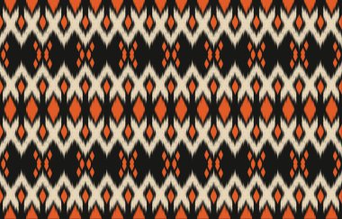 Geometrik etnik oryantal ikat kusursuz desenli renk doğulu. Aztek süsü izi. Arkaplan, perde, halı, duvar kağıdı, giysi, ambalaj, Batik, vektör illüstrasyonu için tasarım.