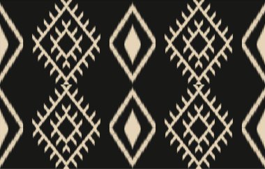 Geometrik etnik oryantal ikat kusursuz desenli renk doğulu. Aztek süsü izi. Arkaplan, perde, halı, duvar kağıdı, giysi, ambalaj, Batik, vektör illüstrasyonu için tasarım.