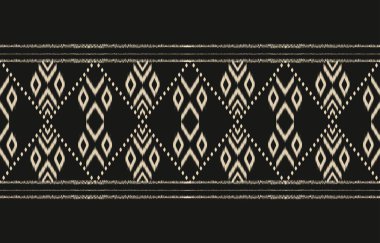 Geometrik etnik oryantal ikat kusursuz desenli renk doğulu. Aztek süsü izi. Arkaplan, perde, halı, duvar kağıdı, giysi, ambalaj, Batik, vektör illüstrasyonu için tasarım.