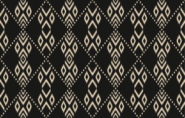 Geometrik etnik oryantal ikat kusursuz desenli renk doğulu. Aztek süsü izi. Arkaplan, perde, halı, duvar kağıdı, giysi, ambalaj, Batik, vektör illüstrasyonu için tasarım.