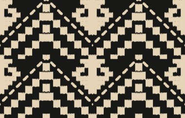 Geometrik etnik oryantal ikat kusursuz desenli renk doğulu. Aztek süsü izi. Arkaplan, perde, halı, duvar kağıdı, giysi, ambalaj, Batik, vektör illüstrasyonu için tasarım.