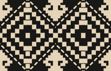 Geometrik etnik oryantal ikat kusursuz desenli renk doğulu. Aztek süsü izi. Arkaplan, perde, halı, duvar kağıdı, giysi, ambalaj, Batik, vektör illüstrasyonu için tasarım.