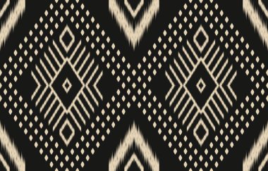 Geometrik etnik oryantal ikat kusursuz desenli renk doğulu. Aztek süsü izi. Arkaplan, perde, halı, duvar kağıdı, giysi, ambalaj, Batik, vektör illüstrasyonu için tasarım.