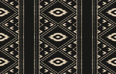 Geometrik etnik oryantal ikat kusursuz desenli renk doğulu. Aztek süsü izi. Arkaplan, perde, halı, duvar kağıdı, giysi, ambalaj, Batik, vektör illüstrasyonu için tasarım.