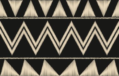 Geometrik etnik oryantal ikat kusursuz desenli renk doğulu. Aztek süsü izi. Arkaplan, perde, halı, duvar kağıdı, giysi, ambalaj, Batik, vektör illüstrasyonu için tasarım.