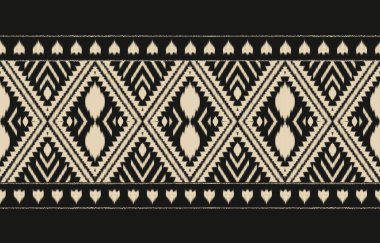 Geometrik etnik oryantal ikat kusursuz desenli renk doğulu. Aztek süsü izi. Arkaplan, perde, halı, duvar kağıdı, giysi, ambalaj, Batik, vektör illüstrasyonu için tasarım.