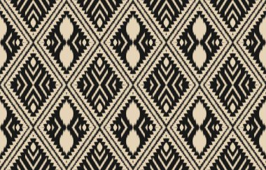 Geometrik etnik oryantal ikat kusursuz desenli renk doğulu. Aztek süsü izi. Arkaplan, perde, halı, duvar kağıdı, giysi, ambalaj, Batik, vektör illüstrasyonu için tasarım.