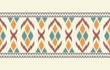 Geometrik etnik oryantal ikat kusursuz desenli renk doğulu. Aztek süsü izi. Arkaplan, perde, halı, duvar kağıdı, giysi, ambalaj, Batik, vektör illüstrasyonu için tasarım.