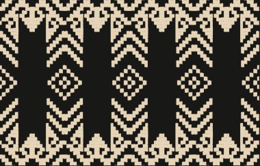 Geometrik etnik oryantal ikat kusursuz desenli renk doğulu. Aztek süsü izi. Arkaplan, perde, halı, duvar kağıdı, giysi, ambalaj, Batik, vektör illüstrasyonu için tasarım.