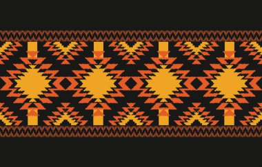 Geometrik etnik oryantal ikat kusursuz desenli renk doğulu. Aztek süsü izi. Arkaplan, perde, halı, duvar kağıdı, giysi, ambalaj, Batik, vektör illüstrasyonu için tasarım.