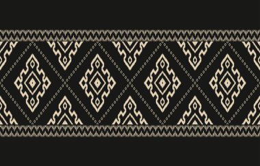 Geometrik etnik oryantal ikat kusursuz desenli renk doğulu. Aztek süsü izi. Arkaplan, perde, halı, duvar kağıdı, giysi, ambalaj, Batik, vektör illüstrasyonu için tasarım.
