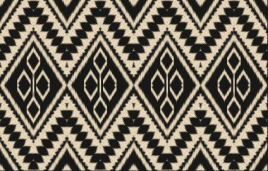 Geometrik etnik oryantal ikat kusursuz desenli renk doğulu. Aztek süsü izi. Arkaplan, perde, halı, duvar kağıdı, giysi, ambalaj, Batik, vektör illüstrasyonu için tasarım.