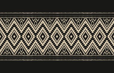 Geometrik etnik oryantal ikat kusursuz desenli renk doğulu. Aztek süsü izi. Arkaplan, perde, halı, duvar kağıdı, giysi, ambalaj, Batik, vektör illüstrasyonu için tasarım.