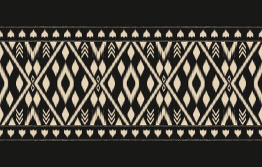 Geometrik etnik oryantal ikat kusursuz desenli renk doğulu. Aztek süsü izi. Arkaplan, perde, halı, duvar kağıdı, giysi, ambalaj, Batik, vektör illüstrasyonu için tasarım.