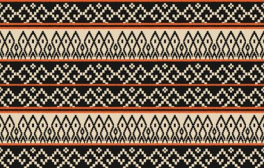 Geometrik etnik oryantal ikat kusursuz desenli renk doğulu. Aztek süsü izi. Arkaplan, perde, halı, duvar kağıdı, giysi, ambalaj, Batik, vektör illüstrasyonu için tasarım.