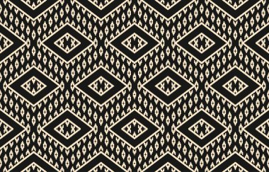 Geometrik etnik oryantal ikat kusursuz desenli renk doğulu. Aztek süsü izi. Arkaplan, perde, halı, duvar kağıdı, giysi, ambalaj, Batik, vektör illüstrasyonu için tasarım.