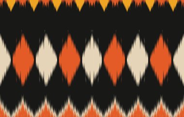 Geometrik etnik oryantal ikat kusursuz desenli renk doğulu. Aztek süsü izi. Arkaplan, perde, halı, duvar kağıdı, giysi, ambalaj, Batik, vektör illüstrasyonu için tasarım.