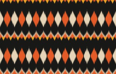 Geometrik etnik oryantal ikat kusursuz desenli renk doğulu. Aztek süsü izi. Arkaplan, perde, halı, duvar kağıdı, giysi, ambalaj, Batik, vektör illüstrasyonu için tasarım.