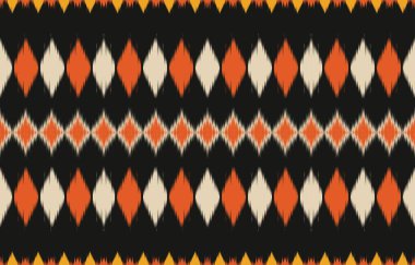 Geometrik etnik oryantal ikat kusursuz desenli renk doğulu. Aztek süsü izi. Arkaplan, perde, halı, duvar kağıdı, giysi, ambalaj, Batik, vektör illüstrasyonu için tasarım.