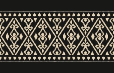 Geometrik etnik oryantal ikat kusursuz desenli renk doğulu. Aztek süsü izi. Arkaplan, perde, halı, duvar kağıdı, giysi, ambalaj, Batik, vektör illüstrasyonu için tasarım.
