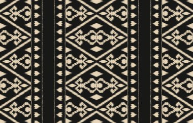 Geometrik etnik oryantal ikat kusursuz desenli renk doğulu. Aztek süsü izi. Arkaplan, perde, halı, duvar kağıdı, giysi, ambalaj, Batik, vektör illüstrasyonu için tasarım.