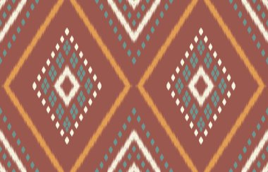 Geometrik etnik oryantal ikat kusursuz desenli renk doğulu. Aztek süsü izi. Arkaplan, perde, halı, duvar kağıdı, giysi, ambalaj, Batik, vektör illüstrasyonu için tasarım.