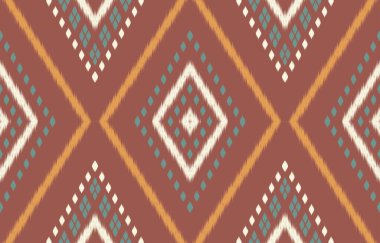 Geometrik etnik oryantal ikat kusursuz desenli renk doğulu. Aztek süsü izi. Arkaplan, perde, halı, duvar kağıdı, giysi, ambalaj, Batik, vektör illüstrasyonu için tasarım.