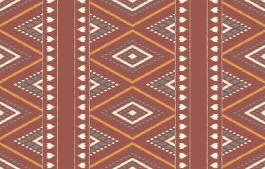 Geometrik etnik oryantal ikat kusursuz desenli renk doğulu. Aztek süsü izi. Arkaplan, perde, halı, duvar kağıdı, giysi, ambalaj, Batik, vektör illüstrasyonu için tasarım.