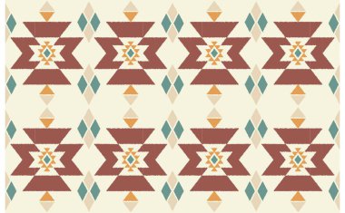 Geometrik etnik oryantal ikat kusursuz desenli renk doğulu. Aztek süsü izi. Arkaplan, perde, halı, duvar kağıdı, giysi, ambalaj, Batik, vektör illüstrasyonu için tasarım.