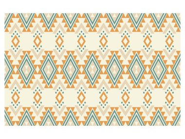 Geometrik etnik oryantal ikat kusursuz desenli renk doğulu. Aztek süsü izi. Arkaplan, perde, halı, duvar kağıdı, giysi, ambalaj, Batik, vektör illüstrasyonu için tasarım.