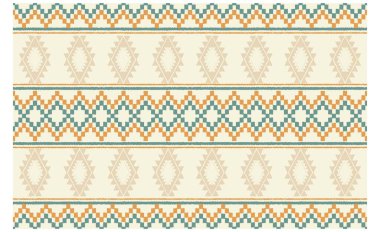 Geometrik etnik oryantal ikat kusursuz desenli renk doğulu. Aztek süsü izi. Arkaplan, perde, halı, duvar kağıdı, giysi, ambalaj, Batik, vektör illüstrasyonu için tasarım.