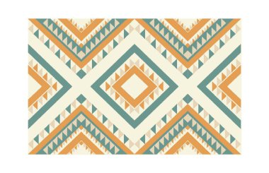 Geometrik etnik oryantal ikat kusursuz desenli renk doğulu. Aztek süsü izi. Arkaplan, perde, halı, duvar kağıdı, giysi, ambalaj, Batik, vektör illüstrasyonu için tasarım.