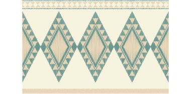 Geometrik etnik oryantal ikat kusursuz desenli renk doğulu. Aztek süsü izi. Arkaplan, perde, halı, duvar kağıdı, giysi, ambalaj, Batik, vektör illüstrasyonu için tasarım.