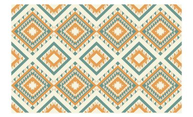Geometrik etnik oryantal ikat kusursuz desenli renk doğulu. Aztek süsü izi. Arkaplan, perde, halı, duvar kağıdı, giysi, ambalaj, Batik, vektör illüstrasyonu için tasarım.