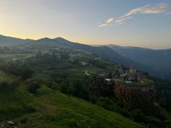 stock image View over Tatev Monastery in Armenia in Sunset