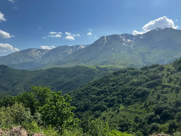 Beautiful mountain range with green valleys near Meghri Pass in Armenia