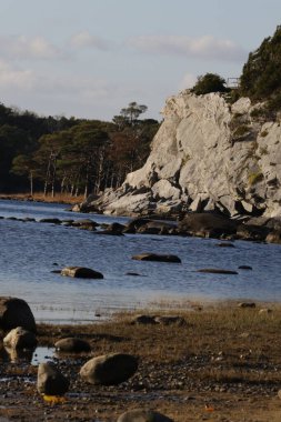 view of the beach on the mediterranean coast of the atlantic ocean, portugal.