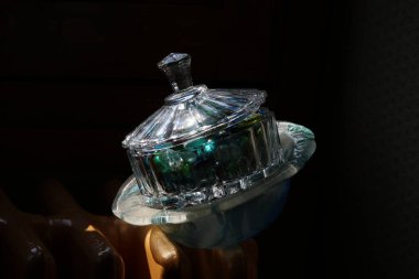 beautiful crystal glass on a black background.