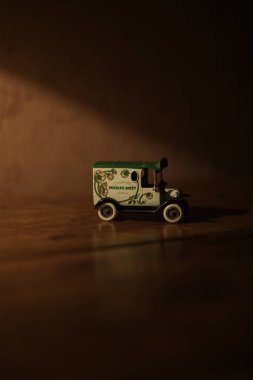 toy car on wood background