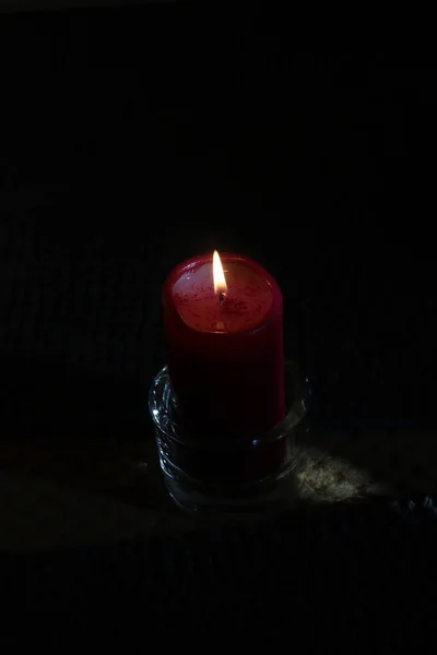 Candle Night Light Black Background — Foto de Stock