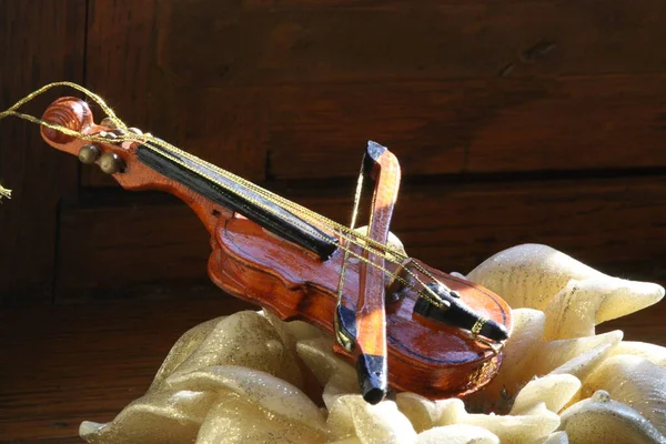 Violino Sul Tavolo Legno — Foto Stock