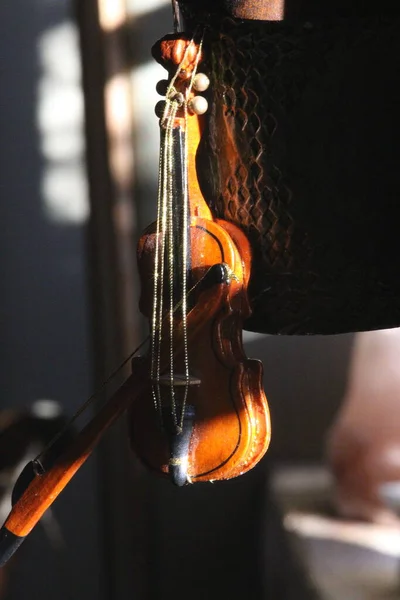 Скрипка Барабан Фон Музичними Інструментами — стокове фото