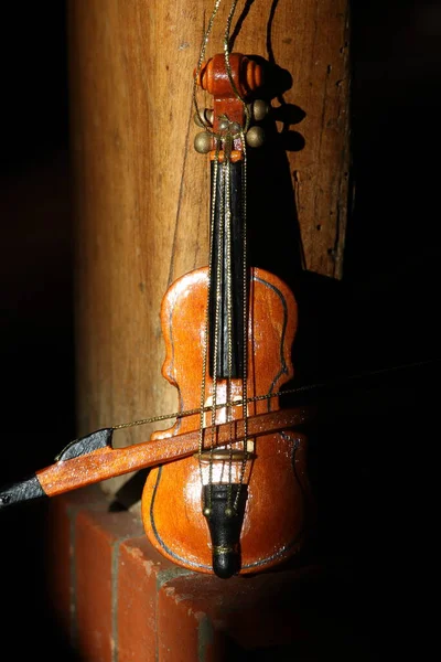 Violino Clássico Velho Estilo Rústico Close — Fotografia de Stock