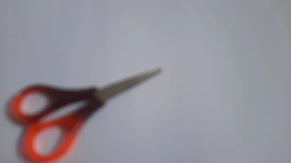 Blurred Unfocused Defocused Single One Red Orange Brown Scissor Isolated — Stock Photo, Image