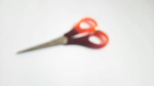 Blurred Unfocused Defocused Single One Red Orange Brown Scissor Isolated — Stock Photo, Image